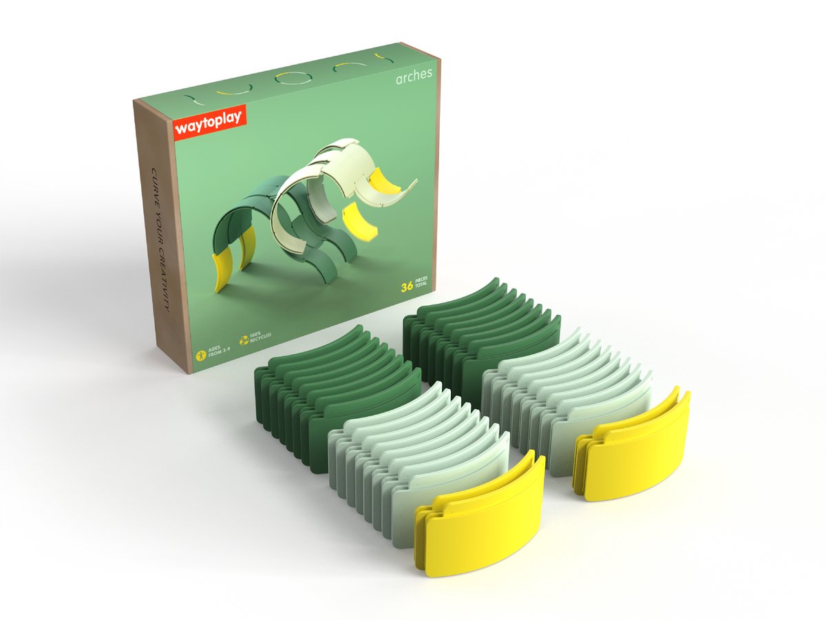 Waytoplay Arches – Creator Set (36-delig) | Open einde speelgoed | Gemaakt in Europa van gerecycled materiaal